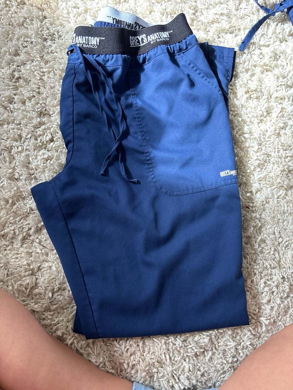Grey's Anatomy Active 3-Pocket Drawstring Scrub Pants Size L Navy Blue(0045)